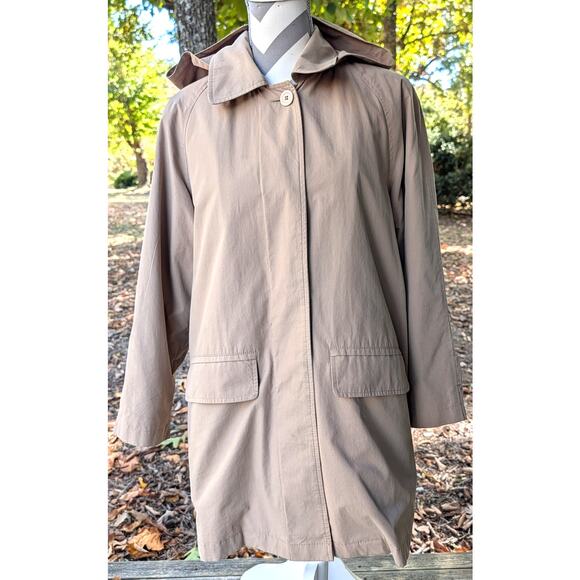 London Fog Women's S Petite Khaki Tan Hooded Trench Coat Removable Liner & Hood - Picture 11 of 12